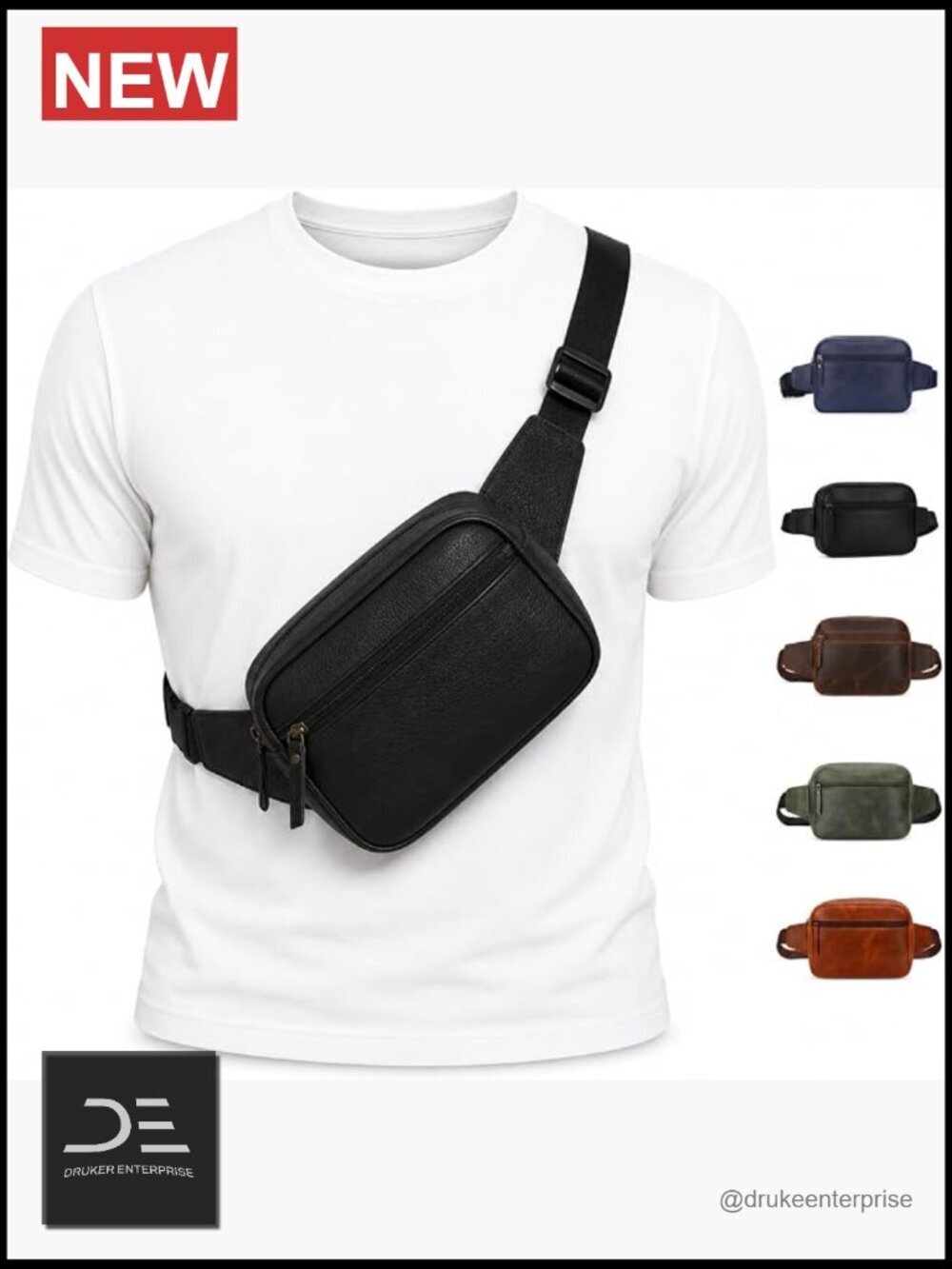 Genuine Leather Crossbody Sling Bag with Adjustable Strap